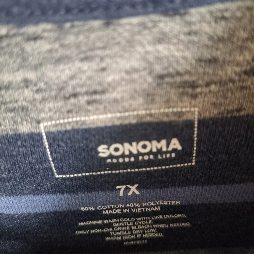 Sonoma Boys Blue Gray Striped Long Sleeve Sweater Size 7X